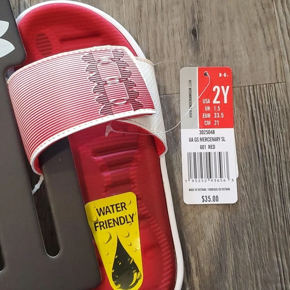 Under Armour Mercenary Red Slides Size 2